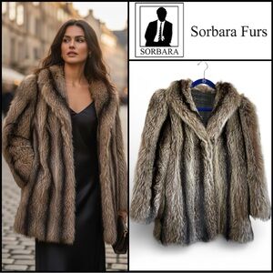 💎Vintage Real America Raccoon Jerry Sorbara Fur Coat Excellent Condition